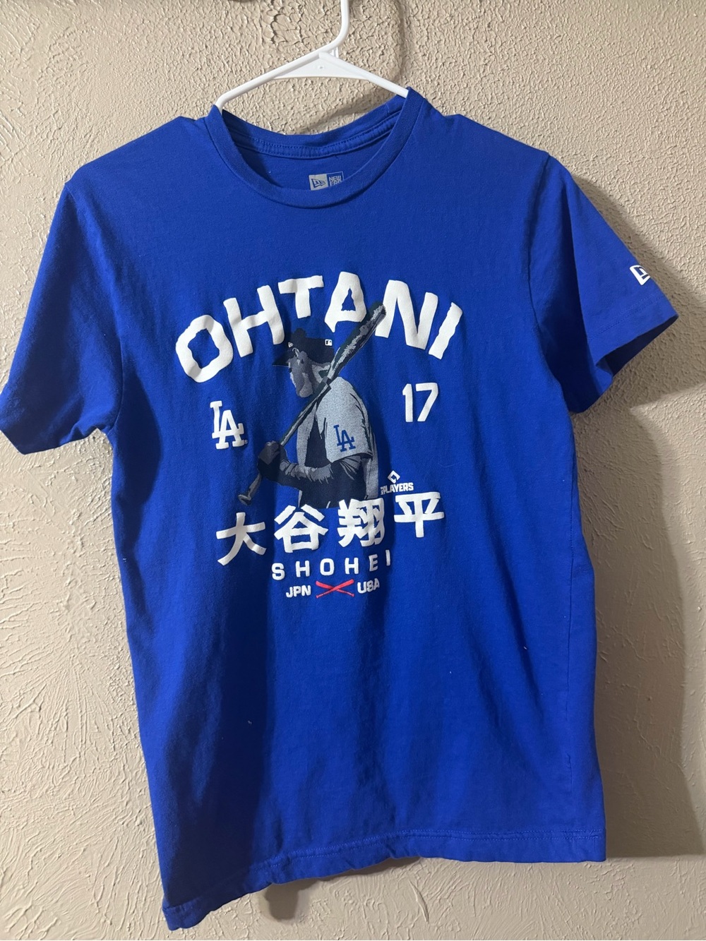 New Era Shohei Ohtani Los Angeles Dodgers Blue Graphic T-Shirt Mens Small 17 LA